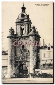 Old Postcard La Rochelle La Grosse Horloge Horses Horse