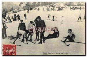 Old Postcard of Sports & # 39hiver Ski After a fall
