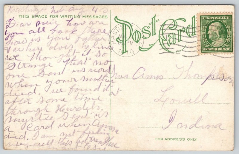 Hastings NE~Historic YMCA Building~Black Girl? on Steps Between Columns~c1910