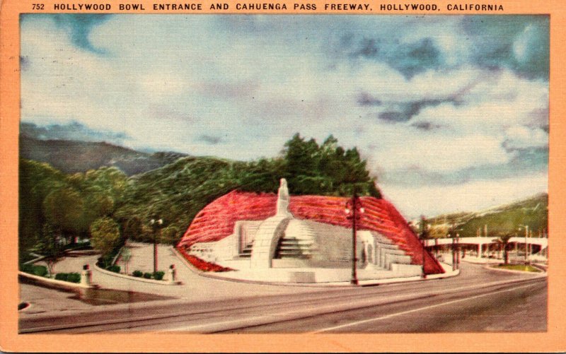 California Hollywood The Hollywood Bowl Entrance and Cahuenga Pass Freeway 1947