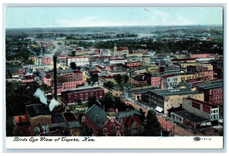 c1940s Bird's Eye View Of Topeka Houses Tree Kansas KS Unposted Vintage Postcard