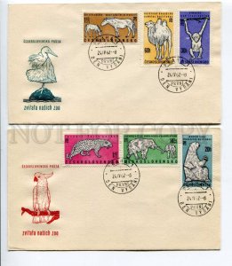 291930 Czechoslovakia 1962 2 FDC ZOO animals polar bear elephant camel parrot