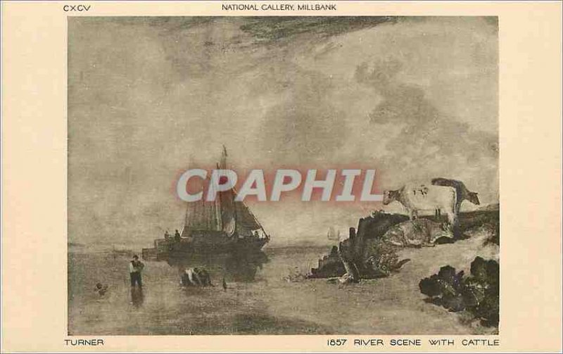 Postcard Old National Gallery Millbank Turner River Scene with Cattle