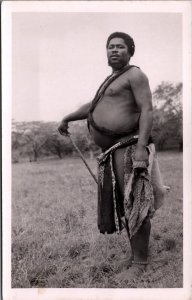 South Africa Durban Native Warrior Vintage RPPC C061