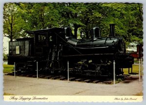 Shay Logging Locomotive, Cadillac, Michigan, Chrome Railroad Postcard