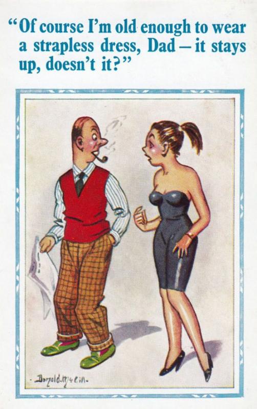 Daughter Dad Wants To Wear Sexy Strapless Dress Comic Humour Postcard