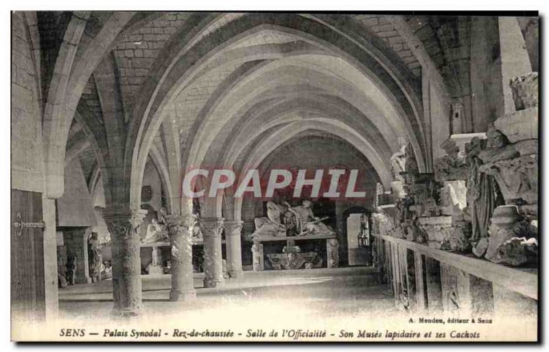 Postcard Old Palais Synodal Sens Ground Floor room of the Museum Officialité...