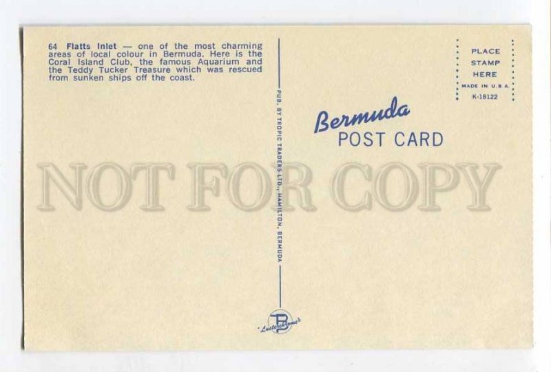 287007 BERMUDA Flatts Inlet Vintage postcard