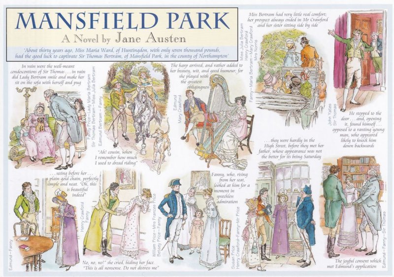 Mansfield Park Jane Austen Novel Book Giant Rare Postcard