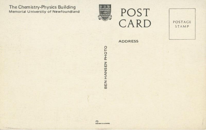 Chemistry Physics Bldg Memorial University MUN St. John's NL NFLD Postcard D6