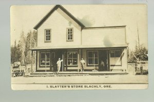 Blachly OREGON RPPC 1912 GENERAL STORE Slayter nr Eugene Triangle Lake TINY TOWN