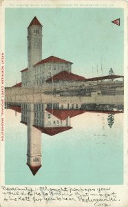 UDB Postcard; Spokane WA Great Northern Depot & Reflection, Posted