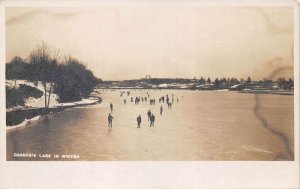 Carnegie Lake New Jersey ? Winter Scene Ice Skating Real Photo Postcard AA77737
