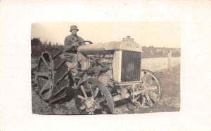 Steam Tractor Engine Farming Scene Real Photo Vintage Postcard AA77300