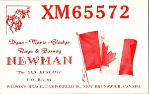 QSL Radio Card From Wilson's Beach Campobello Is. New Brunswick Canada XM65572 