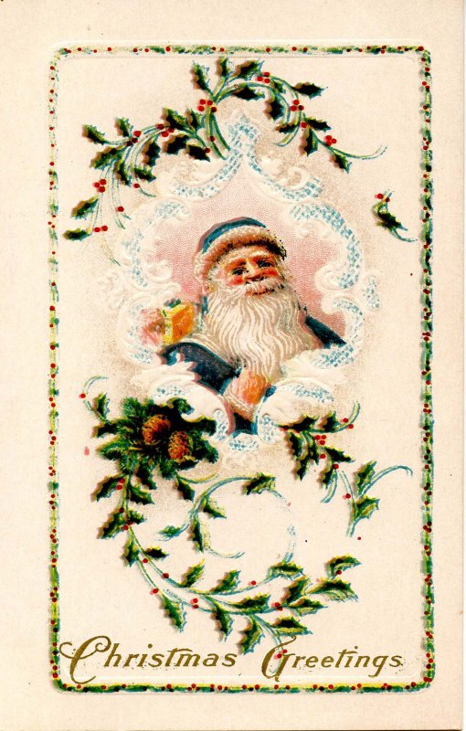 Greeting - Christmas, Santa Claus. Blue Suit