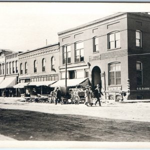 c1910s Ames, IA Onondaga St RPPC OK Barber Shop Union Bank Main Photo PC A167