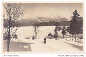 Skier In Beautiful Winter Scene Real Photo