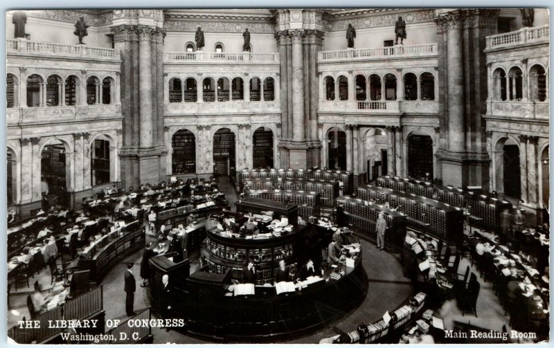 c1950s Washington DC Library of Congress Main Reading Room Interior View PC A233