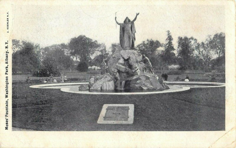 Postcard Moses' Fountian, Washington Park, Albany, NY