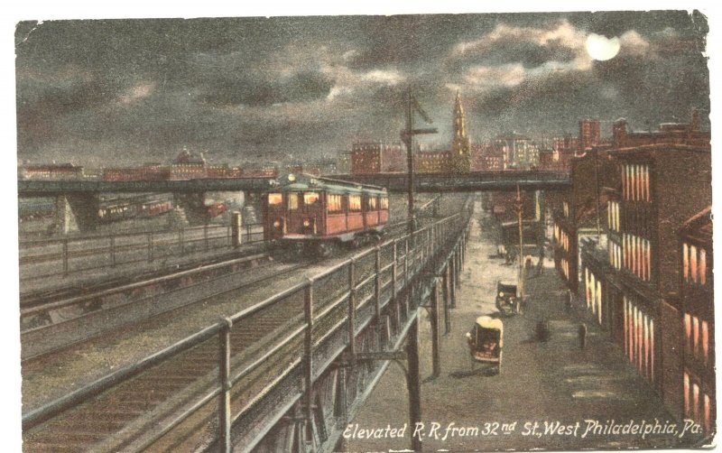 Postcard Elevated Railroad from 32nd St West Philadelphia PA 1909