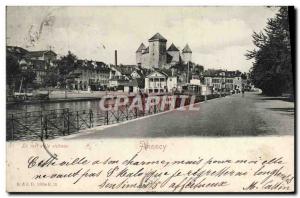 Old Postcard Annecy The harbor and castle