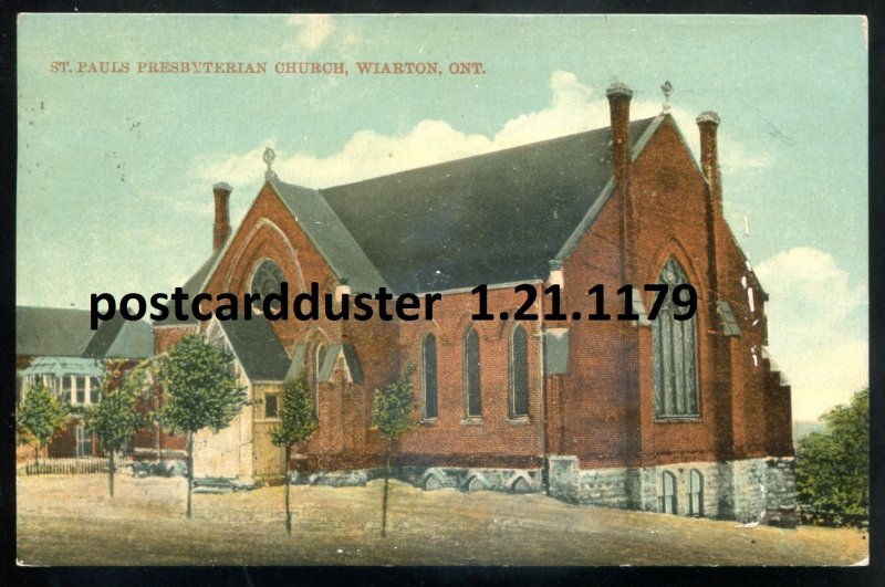 1179 - WIARTON Ontario Postcard 1913 St. Paul's Presbyterian Church by Manley