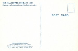 Postcard The Mayflower Compact Signing The Compact Mayflower's Cabin