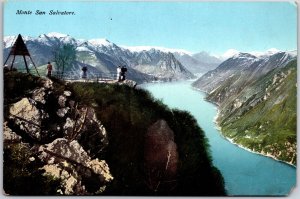 Monte San Salvatore Switzerland Mountain Above Lake Lugano Sightseeing Postcard