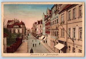 Thuringia Germany Postcard Meuselwitz S.A. Station Street c1920's Antique