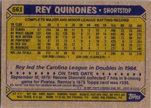 1987 Topps Baseball Card Rey Quinones Seattle Mariners sk3339