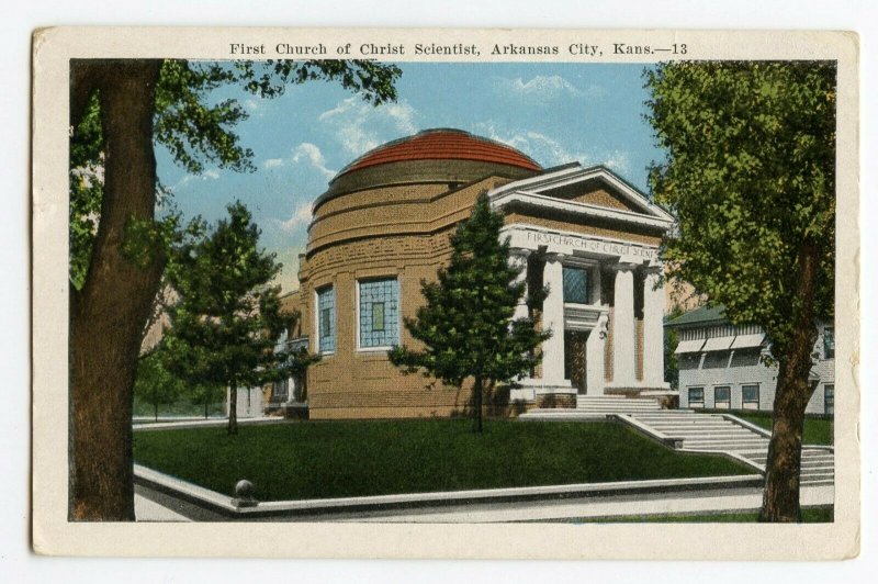 Postcard First Church of Christ Scientist Arkansas City KS Standard View Card