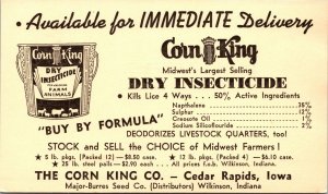 Advertising Postcard The Corn King Co Dry Insecticide Cedar Rapids, Iowa~139115