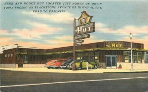 California  Fresno 1940s Yosemite Herb & Dobe's Hut Postcard Nationwide 22-2267