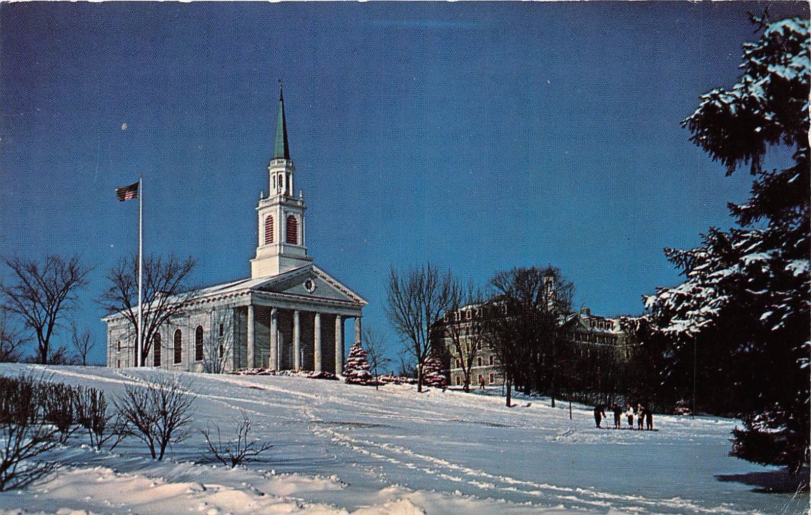 Middlebury College VT Snow on Mead Memorial Chapel & Gifford Hall