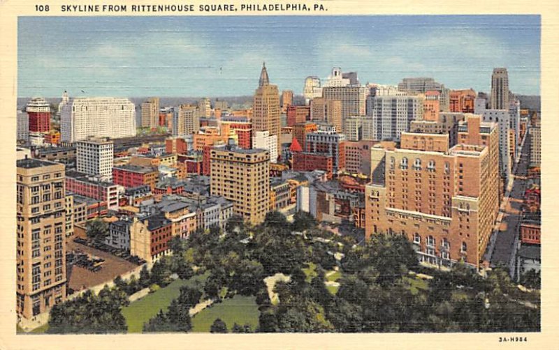 Skyline from Rittenhouse Square  Philadelphia, Pennsylvania PA