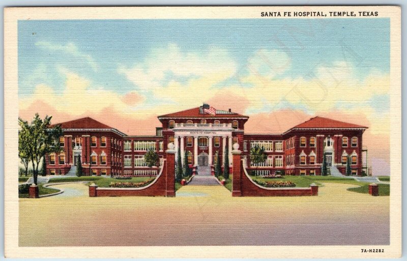 1937 Temple, Tex. Santa Fe Hospital Entrance Bricks Gate Wall Building Nice A226