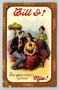 1912 Franklin  New York  Will I?  Romance  Couple  Postcard