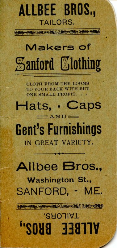Advertising Booklet-  Allbee Bros. Tailors, 1899-1900. Graph Notebook   (5.75...