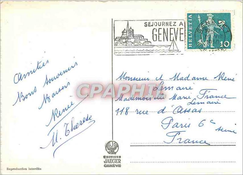 Modern Postcard Mont Blanc seen from Geneva