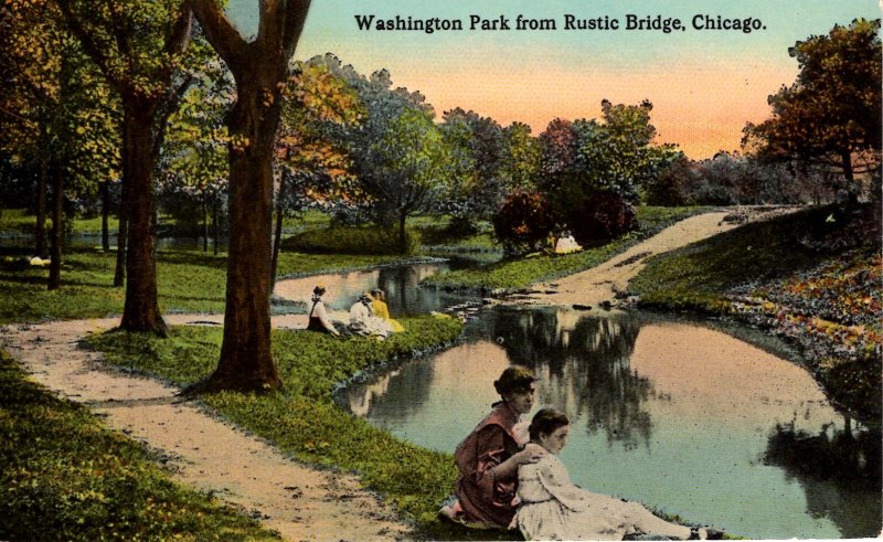 Chicago, Illinois - Washington Park from the Rustic Bridge - c1908