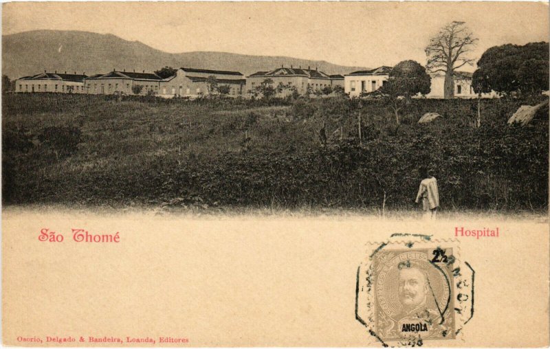 PC CPA ANGOLA, S. THOMÉ, HOSPITAL, VINTAGE POSTCARD (b20839)