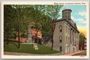 Pomeroy Ohio 1940s Linen Postcard Meigs County Courthouse