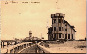 Belgium Zeebrugge Wachtpost en Stuurmanshuis Vintage Postcard C107