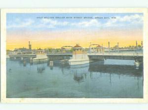 Unused Linen BRIDGE SCENE Green Bay Wisconsin WI HQ9935