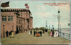 LONG BEACH LI NY WHITE BATHING PAVILION HOTEL NASSAU ANTIQUE POSTCARD