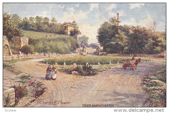 TRIER, Rhineland-Palatinate, Germany, 1900-1910's; Amphitheater, Horse Carriage