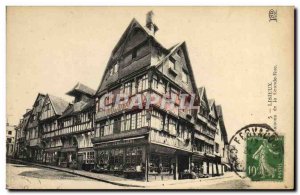 Old Postcard Lisieux the main street houses