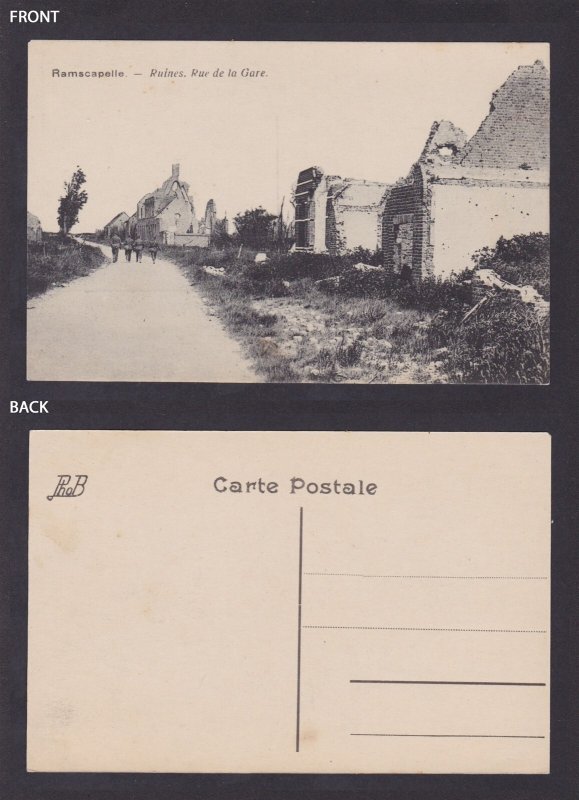 BELGIUM, Postcard, Ramskapelle, Rue de la Gare, WWI, Unposted