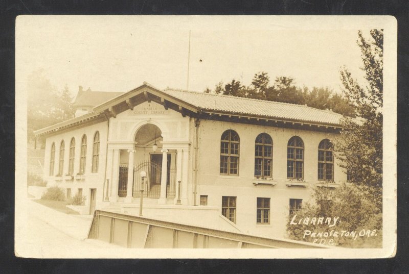 RPPC PENDLETON OREGON LIBRARY BUILDING VINTAGE REAL PHOTO POSTCARD 1929